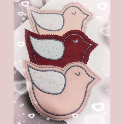 6x Vogel Stickdatei Dekoanhänger / Blumenpieker stickdirwas