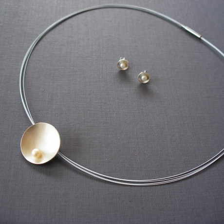 SET Silberschale mit Perle und Ohrstecker 925 Silber