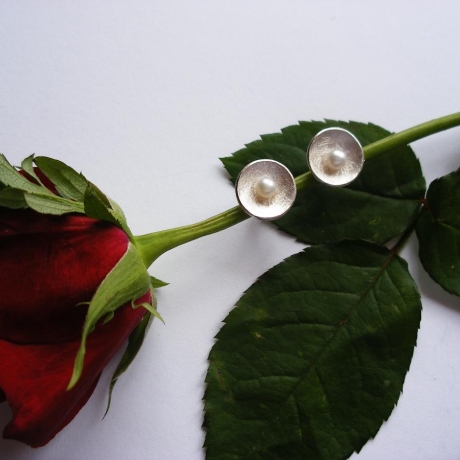 Süsswasser-Perlen Ohrstecker 925 Silber-Schale