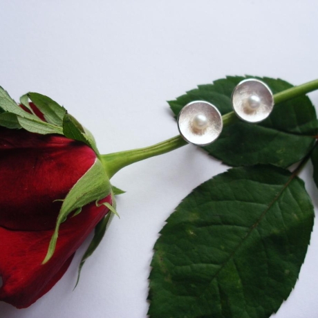 Süsswasser-Perlen Ohrstecker 925 Silber-Schale