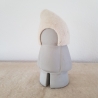 Zwerg Deko-Figur Betonguss / Wollfilz Mütze creme Handnaht 28 cm