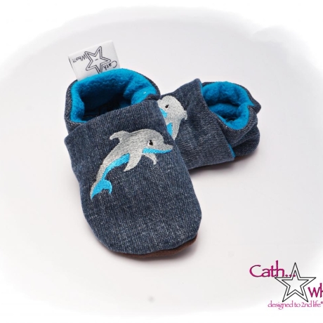 Upcycling Jeanspuschen Delfin vegan