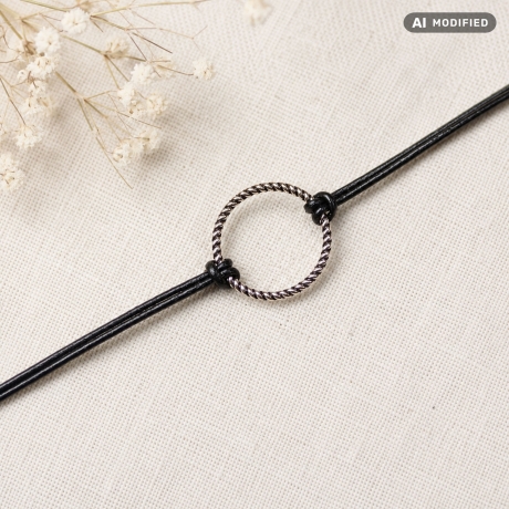 Lederarmband mit Ring Silver Circle - Schmuck aus Leder