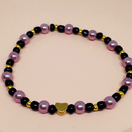 Perlenarmband mit Herz | Handgemachtes Armband Perlenschmuck 