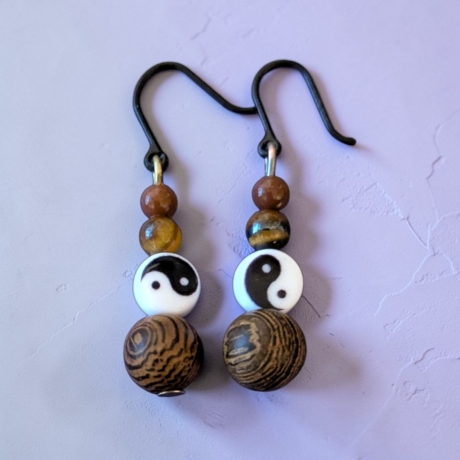 Perlenohrringe YinYang