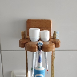 Zahnbürstenhalterung, Zahnpastahalterung aus Holz