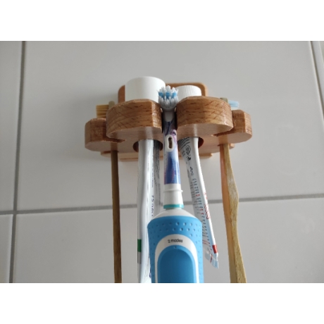 Zahnbürstenhalterung, Zahnpastahalterung aus Holz