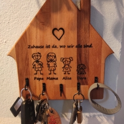 Schlüsselbrett Holz / Schlüsselleiste mit Gravur 