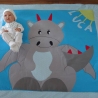 Krabbeldecke großer Drache, Patchwork, Kuscheldecke, Tagesdecke,