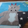 Krabbeldecke großer Drache, Patchwork, Kuscheldecke, Tagesdecke,