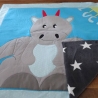 Krabbeldecke großer Drache, Patchwork, Kuscheldecke, Tagesdecke,
