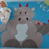 Krabbeldecke großer Drache, Patchwork, Kuscheldecke, Tagesdecke,