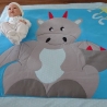 Krabbeldecke großer Drache, Patchwork, Kuscheldecke, Tagesdecke,