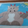 Krabbeldecke großer Drache, Patchwork, Kuscheldecke, Tagesdecke,