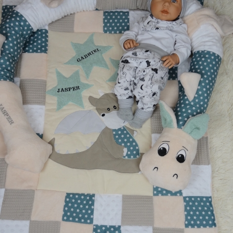 Krabbeldecke, Kuscheldecke, Bettschlange, Puckschnecke-Set