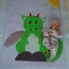 Krabbeldecke großer grüner Drache, Kuscheldecke, Tagesdecke,