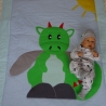 Krabbeldecke großer Drache,Patchwork, Kuscheldecke, Tagesdecke,