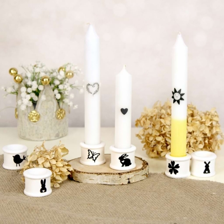 Kerzenhalter Stabkerzen Weiß Keramikoptik – Tischdeko zu Ostern