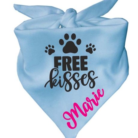 Dreieckstuch Hundehalstuch FREE KISSES personalisiert mit Name