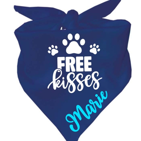 Dreieckstuch Hundehalstuch FREE KISSES personalisiert mit Name