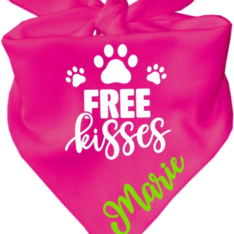 Dreieckstuch Hundehalstuch FREE KISSES personalisiert mit Name