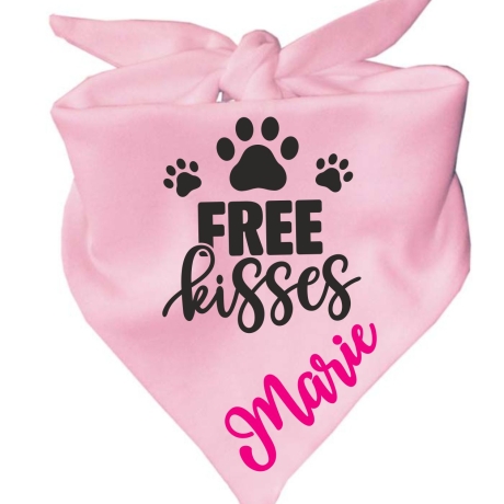 Dreieckstuch Hundehalstuch FREE KISSES personalisiert mit Name