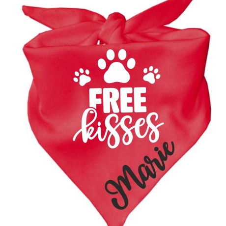 Dreieckstuch Hundehalstuch FREE KISSES personalisiert mit Name