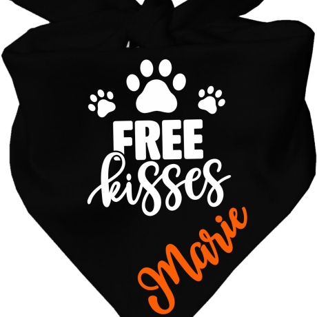 Dreieckstuch Hundehalstuch FREE KISSES personalisiert mit Name