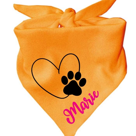 Dreiecks Hundehalstuch HERZ m.PFOTE einf. personalisiert mit Name