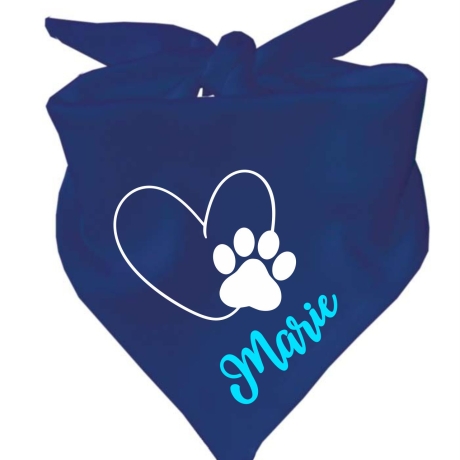 Dreiecks Hundehalstuch HERZ m.PFOTE einf. personalisiert mit Name