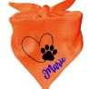 Dreiecks Hundehalstuch HERZ m.PFOTE einf. personalisiert mit Name
