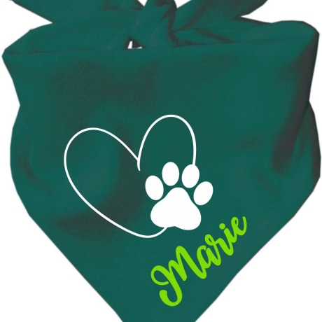Dreiecks Hundehalstuch HERZ m.PFOTE einf. personalisiert mit Name