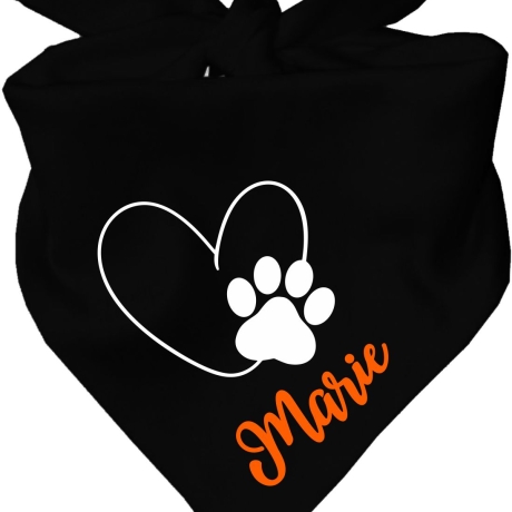 Dreiecks Hundehalstuch HERZ m.PFOTE einf. personalisiert mit Name