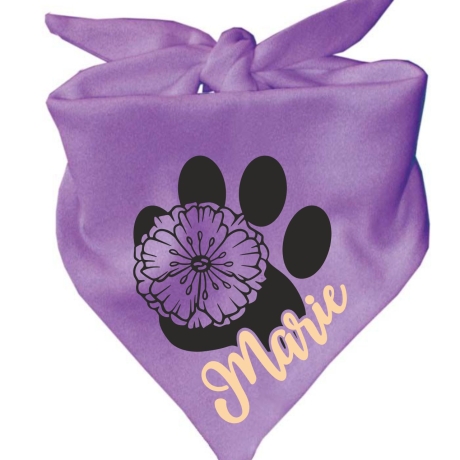Dreiecks Hundehalstuch PFOTE m. BLÜTE personalisiert mit Name