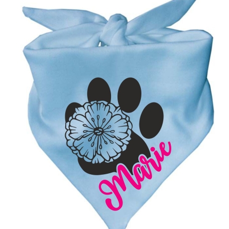 Dreiecks Hundehalstuch PFOTE m. BLÜTE personalisiert mit Name