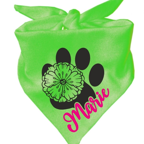 Dreiecks Hundehalstuch PFOTE m. BLÜTE personalisiert mit Name