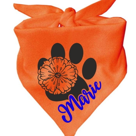 Dreiecks Hundehalstuch PFOTE m. BLÜTE personalisiert mit Name
