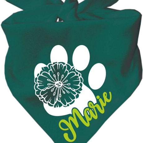 Dreiecks Hundehalstuch PFOTE m. BLÜTE personalisiert mit Name