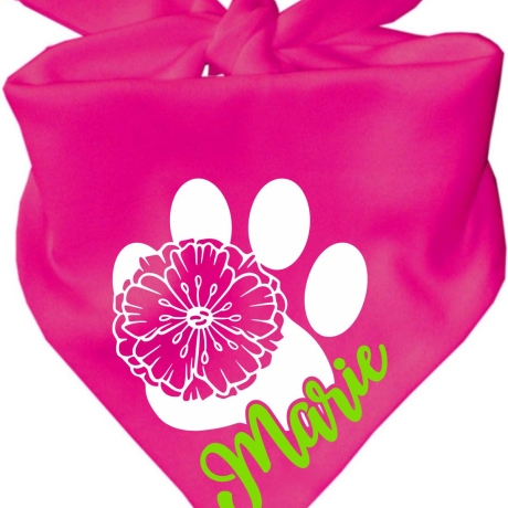 Dreiecks Hundehalstuch PFOTE m. BLÜTE personalisiert mit Name