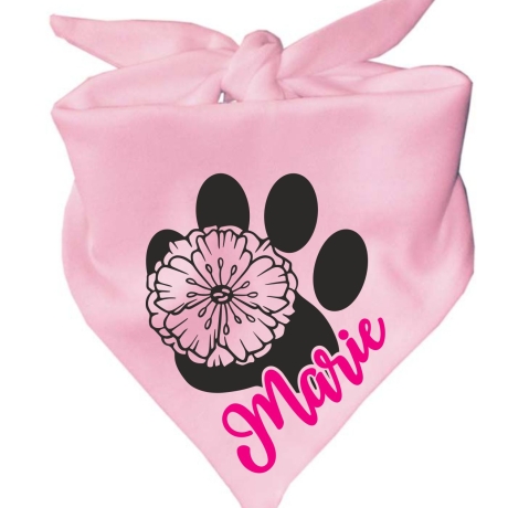 Dreiecks Hundehalstuch PFOTE m. BLÜTE personalisiert mit Name