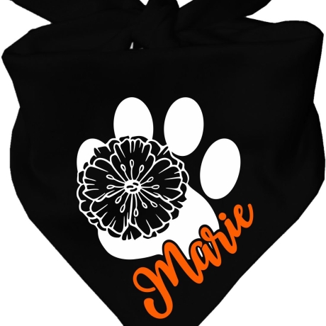 Dreiecks Hundehalstuch PFOTE m. BLÜTE personalisiert mit Name