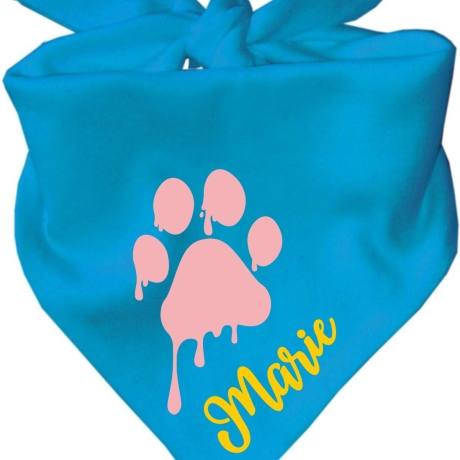 Dreiecks Hundehalstuch PFOTE rosa personalisiert mit Name