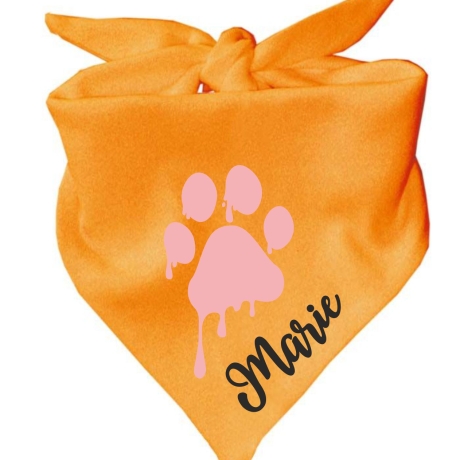 Dreiecks Hundehalstuch PFOTE rosa personalisiert mit Name