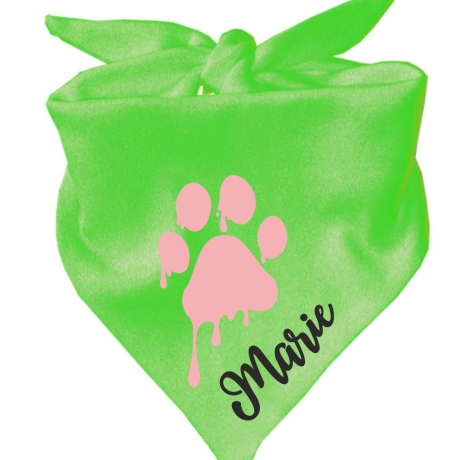 Dreiecks Hundehalstuch PFOTE rosa personalisiert mit Name