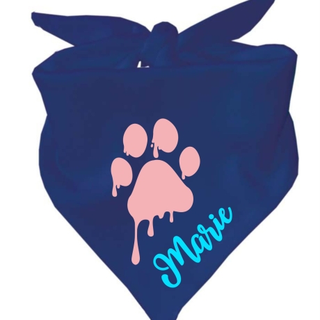 Dreiecks Hundehalstuch PFOTE rosa personalisiert mit Name