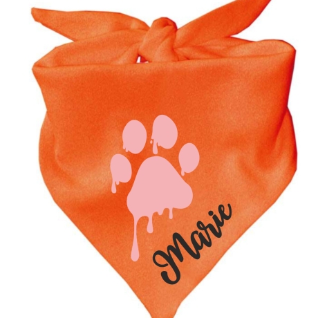 Dreiecks Hundehalstuch PFOTE rosa personalisiert mit Name