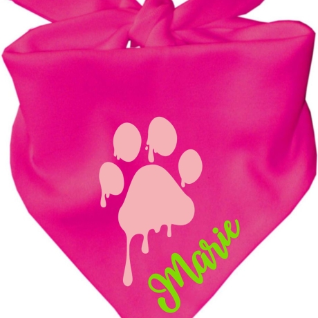 Dreiecks Hundehalstuch PFOTE rosa personalisiert mit Name