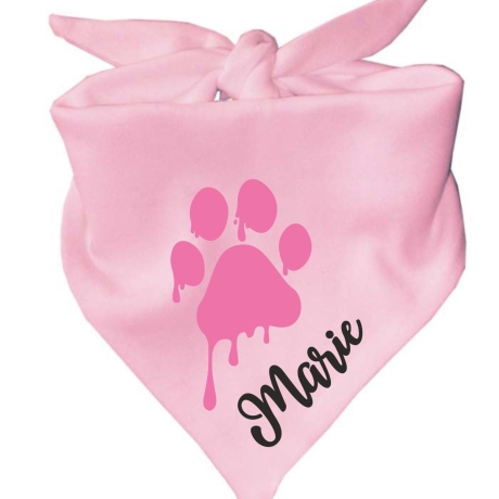 Dreiecks Hundehalstuch PFOTE rosa personalisiert mit Name