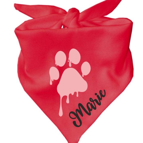 Dreiecks Hundehalstuch PFOTE rosa personalisiert mit Name