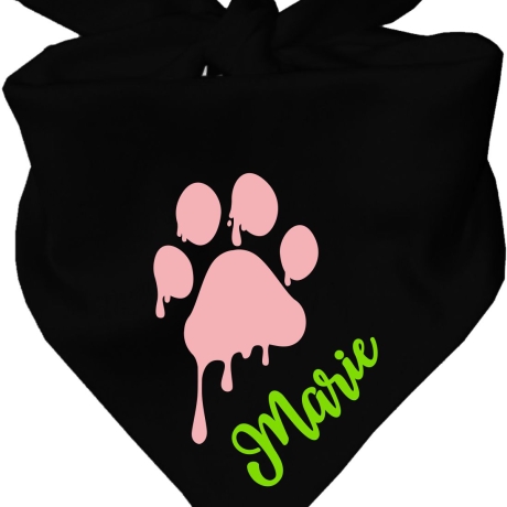 Dreiecks Hundehalstuch PFOTE rosa personalisiert mit Name